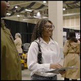 student at the showcase
