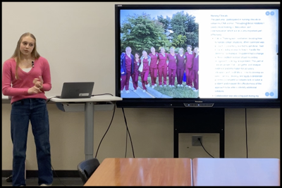student presenting