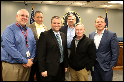 Dr. Nicely with the school board on the day he was named superintendent